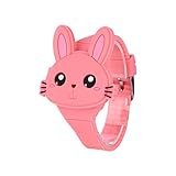 Orologio a LED digitale per ragazze, bambini e giovani, da polso, cinturino in morbido silicone, regalo trendy - forma di coniglio