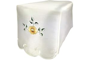 Seaquin Flora Chair Arm Covers (pairs) and Chair Backs (single) Embroidered with Pink, Lemon, Beige or Lilac Flower Design on Cream Easy care Polyester (Yellow, Arm Covers (10031))