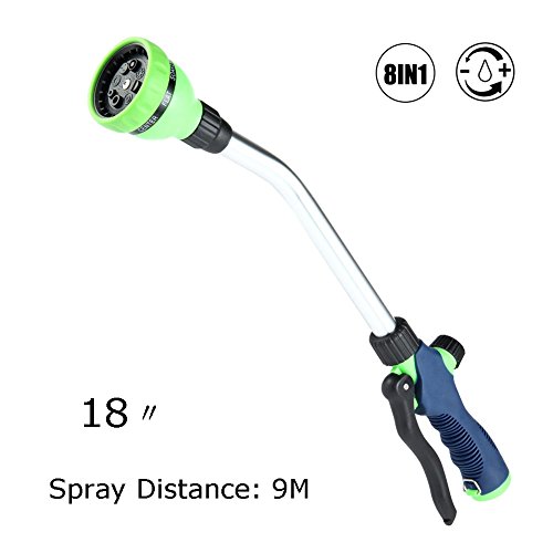 Preisvergleich Produktbild Pei Gießstab Garten Teleskop 8 Sprühfunktionen Regelbarer Wasserfluss Gartenschlauch-Gießstab