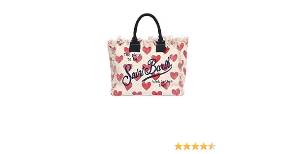 MC2 Saint Barth Primavera Estate 2021 borsa beige e rossa stampa cuori -  VANI001HRLV41
