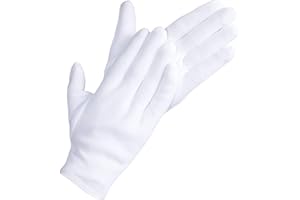 DOVORTEX 20 Pcs White Cotton Gloves for Eczema, Dry Hands, Moisturizing, Inspection, Coin Handling and Jewelry