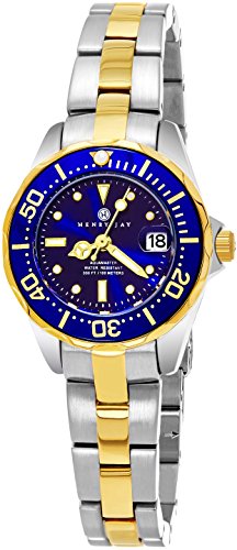 Reloj Henry Jay, para mujer, chapado en oro de 23 quilates, de acero inoxidable con dos tonos, edición «Specialty Aquamaster», con fecha