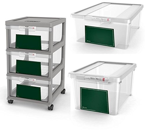 Beschriftbare Kunststoffbox aus lebensmittelechtem Kunststoff (PP) inklusive Stift zum Beschreiben. 11 Liter Volumen mit Deckel. Maße: 27,5 x 38,5 x 14 cm – TOPP Neuheit - 3