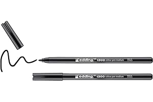 Edding 1300 Rotulador de Color Negro - 2 Unidades - Punta Redondeada 2 mm - Para Dibujar y Escribir - Ideal para Colegio, Mandalas, Bullet Journals