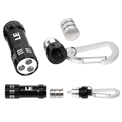 LE 5er Pack Mini Taschenlampe, Schlüsselanhänger LED Notfallleuchte, batteriebetrieb, Schwarz - 3