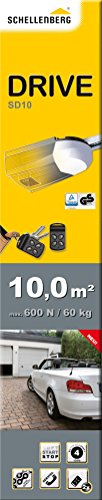 Schellenberg 60910 Motor para Puertas seccionales de Garaje Smart Drive 10 m², con Fuerza 600 N/Incl. 2 mandos a Distancia y desbloqueo de Emergencia
