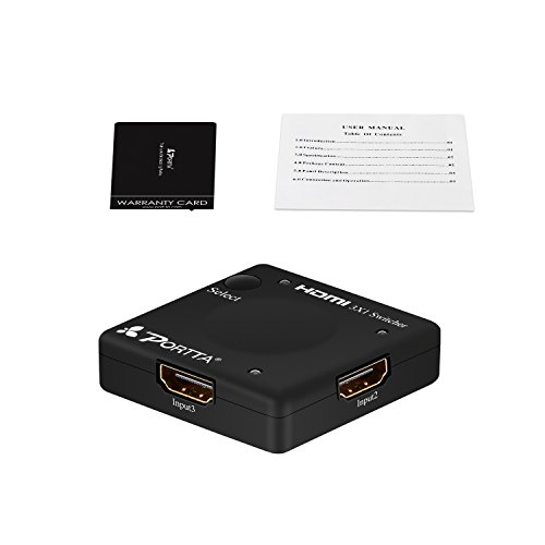 Portta HDMI Mini Switcher 3×1 3 port v1.3 1080p Verteiler Umschalter Switch 3 x IN 1 x OUT Unterstützung PS4 DVD HDTV - 5