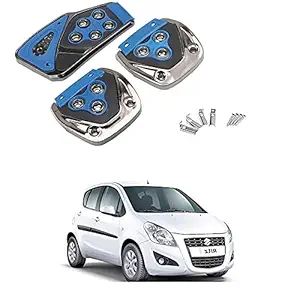 QiisX Anti-Skid Foot Pedal Manual/Auto Gear Accelerator Clutch Brake Accelerator Pedal Cover Set Kit - Blue for Maruti Suzuki Ritz