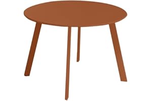 LOLAhome Mesa Auxiliar Marzia lacada Naranja Teja | Ø60x42 cm | De Acero con Revestimiento epoxi anticorrosión Interiores y Exteriores, jardín, terraza y balcón