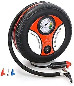 Wizpal Portable Electric Mini DC 12V Air Compressor Pump for Car and Bike Tyre Tire Inflator (Multi)