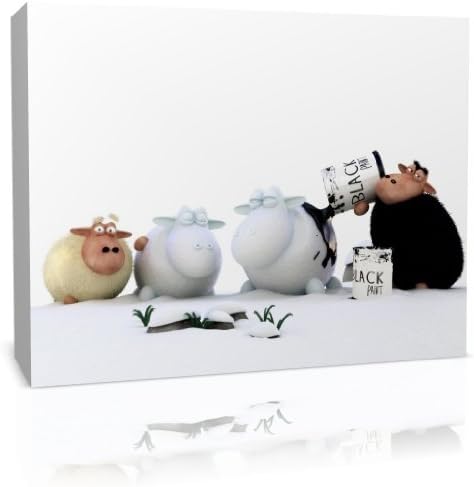 Black Sheep Funny Box Canvas Art Print Stunning Wall Decor - Modern Art Framed Ready to Hang, 20 inch x 24 inch