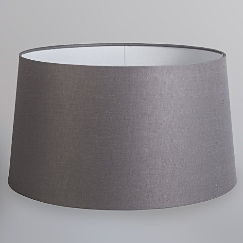 QAZQA Leinen Schirm 45cm rund DS E27 leinen dunkelgrau , Rund konisch Schirm Pendelleuchte, Schirm Stehleuchte, - 3