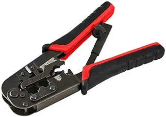 rts Dual Modular Network RJ45 RJ11 RJ12 Crimping Tool, Network Cable Cutting Stripping Crimper/Wire Stripper/Wire Cutter, for RJ45, RJ12 RJ11 8P/6P/4P /CAT5/CAT5e/CAT6/CAT6A All in One Black and Red