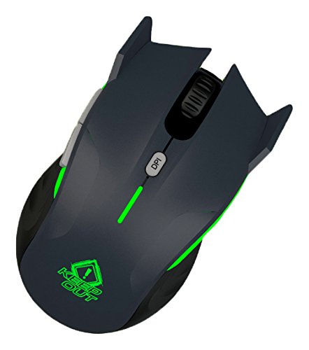 Keep Out Gaming XPOSEIDONG - Ratón Gaming óptico, Color Gris y Verde