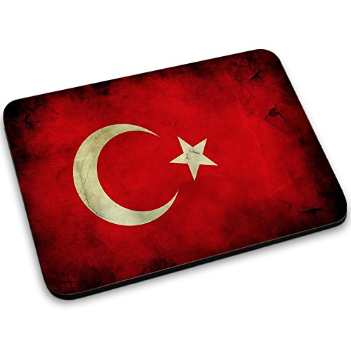 Flagge Türkei 2, Ländern, Mousepad Anti Rutsch Unterseite für Optimalen Halt Kompatibel mit allen Maustypen (Kugel, Optisch, Laser) Ideal für Gamer und für Grafikdesigner.