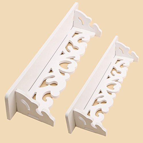 Yosoo Estanter  as de madera blanca elegante lamentable de filigrana del estilo El dise  o cortado estante de la pared  Pastoral tallado hueco de la pared decorativos Montada de unidades flotantes de estantes de la pared de visualizaci  n  S M 