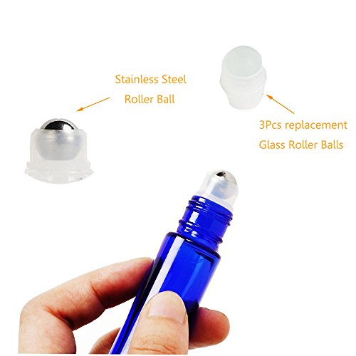 Goodlucky365 18 Stück 10ml nachfüllbare Flaschen für dufte ätherischem Öl mit Edelstahl Rolle Lagerkugeln, 6 x 3ml Tropfenzähler, 3 Stück Lagerkugeln - 5