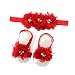 Cute Foot Flower Barefoot Sandals+Headband Baby Set Baby Elastic Hair Bands Infant Kids Headbands(4 pcs)