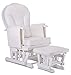 WHITE WOOD - WHITE COLOUR SUPREMO BAMBINO FABRIC NURSING GLIDER / ROCKER / MATERNITY / FEEDING / GLIDER CHAIR (With Locking Mechanism & Free Matching Footstool)
