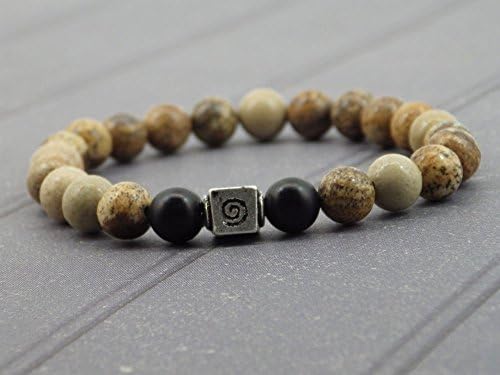 Miss chichi bracelet for man in jasper beads, pearl in Agate and Tibetan pearl.