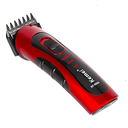 KYG Profi Elektrischer Haarschneidemaschine Haar Clipper Trimmer Haarschneider mit Ladestation und 5 Aufsätzen Rot/Schwarz - 4
