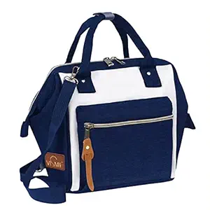 VISMIINTREND Itsy Bitsy Mini Small Diaper Tote Bag | Backpack | convertible | stylish | practical | multifunctional | washable | mother baby travel | kids friendly | lightweight | maternity | baby bag for baby girls and boys | Blue | White | Small | convertible