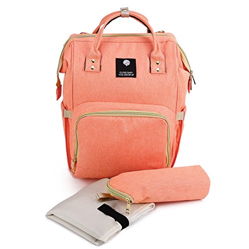 Preisvergleich Produktbild Baby Wickelrucksack mit Wickelunterlage Mehrfunktionale Wickeltasche Travel Bag Reisetasche Handtasche Nappy Bag Orange
