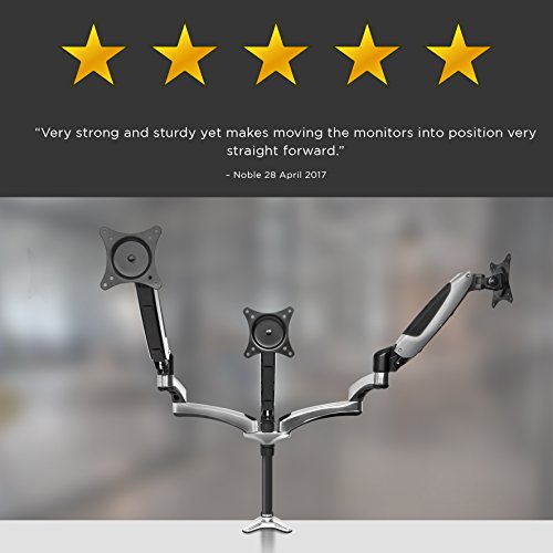 Duronic DM653 Monitor-Tischhalterung für drei LCD/LED Computer Bildschirme / Fernsehgeräte, mit Höhenverstellung durch Gasspannungsregelung / Neig, Schwenk und Rotierfunktion - 8