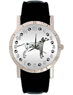 Dalmatiner Hunde Motiv Damenuhr mit Lederarmband