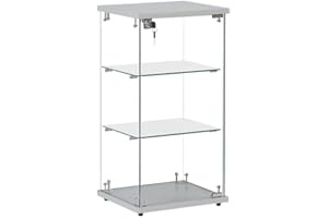 MY SHOPFITTINGS Frameless Lockable Glass Display Cabinet with 2 Shelves | Countertop Showcase for Retail, Jewelry, and Collectibles | Secure Countertop & Floor Standing Showcases for Merchandise (Silver)