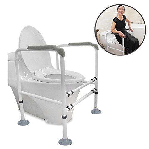 Preisvergleich Produktbild WAOBE Gesundheitswesen-Toiletten-Stützrahmen Zusammenklappbarer Höhenverstellbarer Saugnapf-Toiletten-Rahmen Kohlenstoffstahl-Rohr-Sicherheits-Bar... Handlauf-Stand