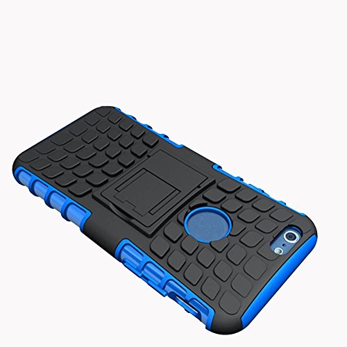 Shockproof Builder Defender Tough Hard Heavy Duty Armour Back Case Cover Pouch With Stand [ For Apple iPhone 6 Plus / 6s Plus in Blue ] [ 5.5