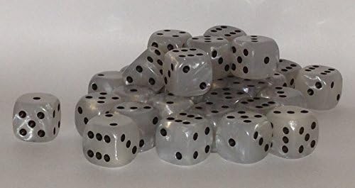 Big Cherry Dice, 50 x 12mm Round Corner Spot - Pearl White