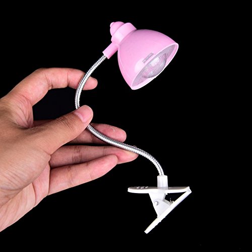 LanLan On Book Reading Light Eye Protection Mini LED Bedside Table Lamp Adjustable Clip Pink