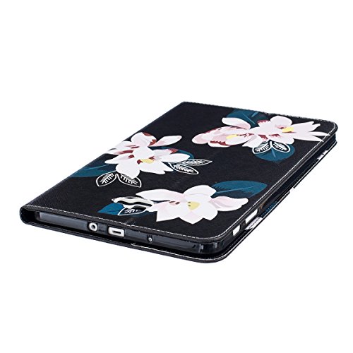 Galaxy Tab A 10.1 Hülle Case,Galaxy Tab A 10.1 Ledertasche,Ukayfe Muster Schutzhülle Leder Tasche für Samsung Galaxy Tab A 10.1 Zoll 2016 T580N/T585N,Bunte Retro Muster Drucks Blumen Slim Fit Folio PU leder Flip Cover im Bookstyle Kunstleder Schutzhülle Cover Tasche mit Ständer für Samsung Galaxy Tab A 10.1 Zoll 2016 T580N/T585N mit 1 x Schwarze Eingabestift (Weiß Lotus) - 5