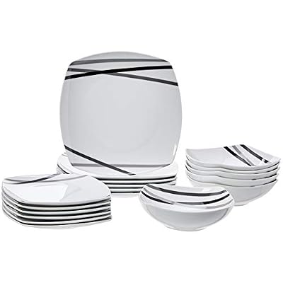 AmazonBasics Service de table 18 pièces - Lignes modernes, pour 6 personnes