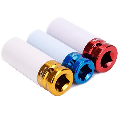 LARS360 3-tlg Schlagschrauber 17mm/19mm/21mm 1/2 Zoll Nüsse Kraft-Schoneinsätze Steckschlüssel-Satz - 5