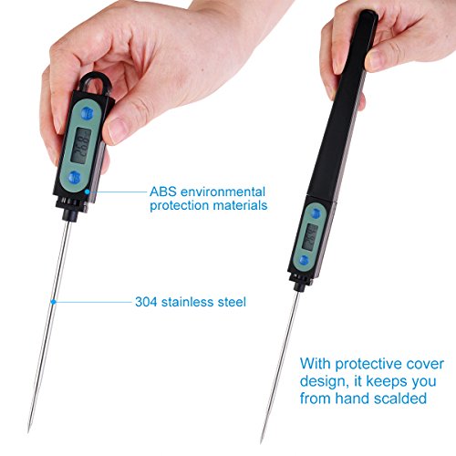 UEETEK Digitaler Kochen Thermometer, Sonden-Thermometer Edelstahl-Thermometer LCD-Bildschirm,Ideal für Braten, Grill, BBQ und Badewasser - 4