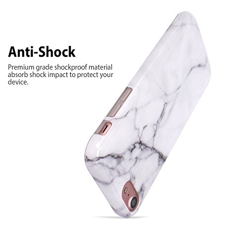 Funda iPhone 8 iPhone 7  ZUSLAB Bonita M  rmol Efecto Dibujo Silicona Suave Antigolpes Tapa Trasera Case Cover Cascara Protectora  M  rmol Blanco 