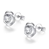 - Pendientes de mujer finos de 18 K en oro blanco con circonita