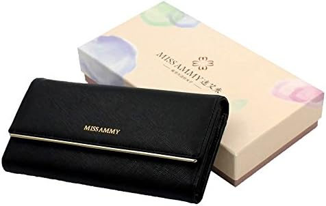 MISSAMMY Women's Fashion Large Capacity Luxury Genuine Leather Clutch Wallet Credit Card Protector Holder Ladies Purse (Black)