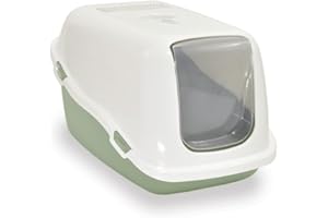 PLANA Ella Classic Katzenklo mit Deckel. Plastik-Katzentoilette mit Luftfilter. Keine Ausbreitung von Geruch und Katzenstreu. Einfache Reinigung. 57 x 39 x 38 cm. Grün