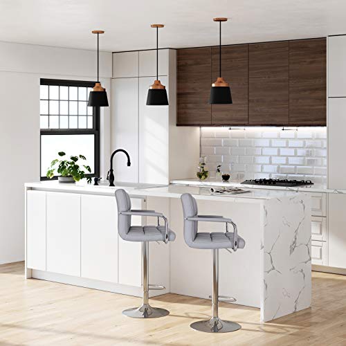 Songmics 2 x Barhocker mit Armlehnen Lehne Belastbar bis 200 kg grau LJB93G - 7