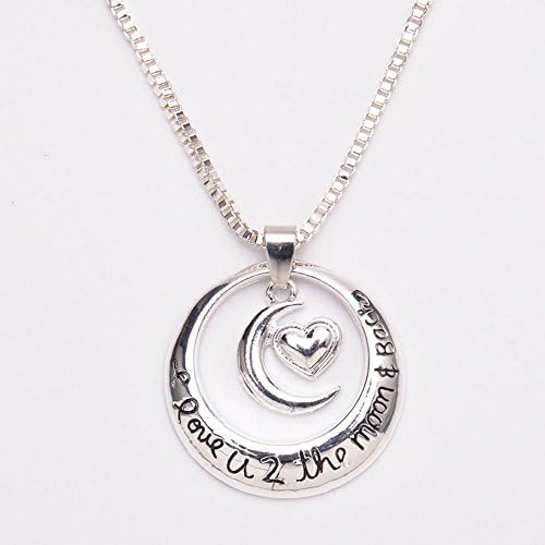 WING Necklace Women Letter Clavicle Heart - shaped Moon Pendant , silver