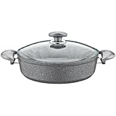 Oms Granit Karnıyarık Tencere 22x7 Gri Cam Kapak - 152.3310.01.02-22-GRİ