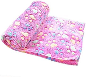 Warm Pet Mat Blanket for Pet beds, Super Soft Fleece, for Cats and Small Dogs, with Paw Pattern, Soft and Warm (76*52CM, Pink)