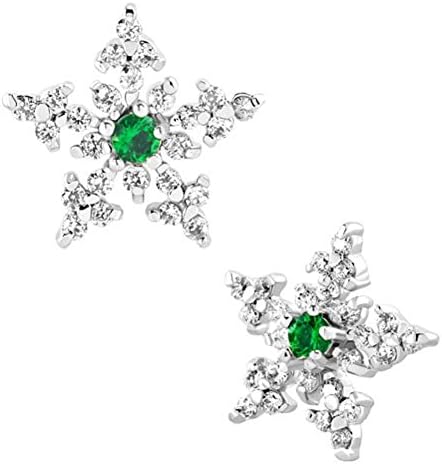Uniqueen Swarovski Elements Sparkling Crystal Snowflake Stud Earrings for Women Christmas Gifts (Green)