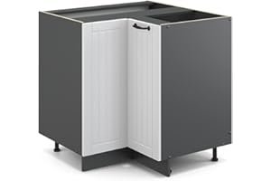 Vicco mobile ad angolo cucina Fame-Line, Bianco casa di campagna/Antracite, 80.5 cm senza piano di lavoro