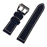 Happy Event Leder Gepolsterte Ersatz Uhrenarmband Schnalle Handgelenkband Strap 20 MM / 22 MM / 24 MM / 26 MM (22MM, Blau)