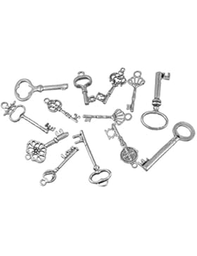 Souarts 1 Set Antik Silber Schlüssel Schmuckzubehör Basteln Charms Anhänger Für Halskette Armband 10St